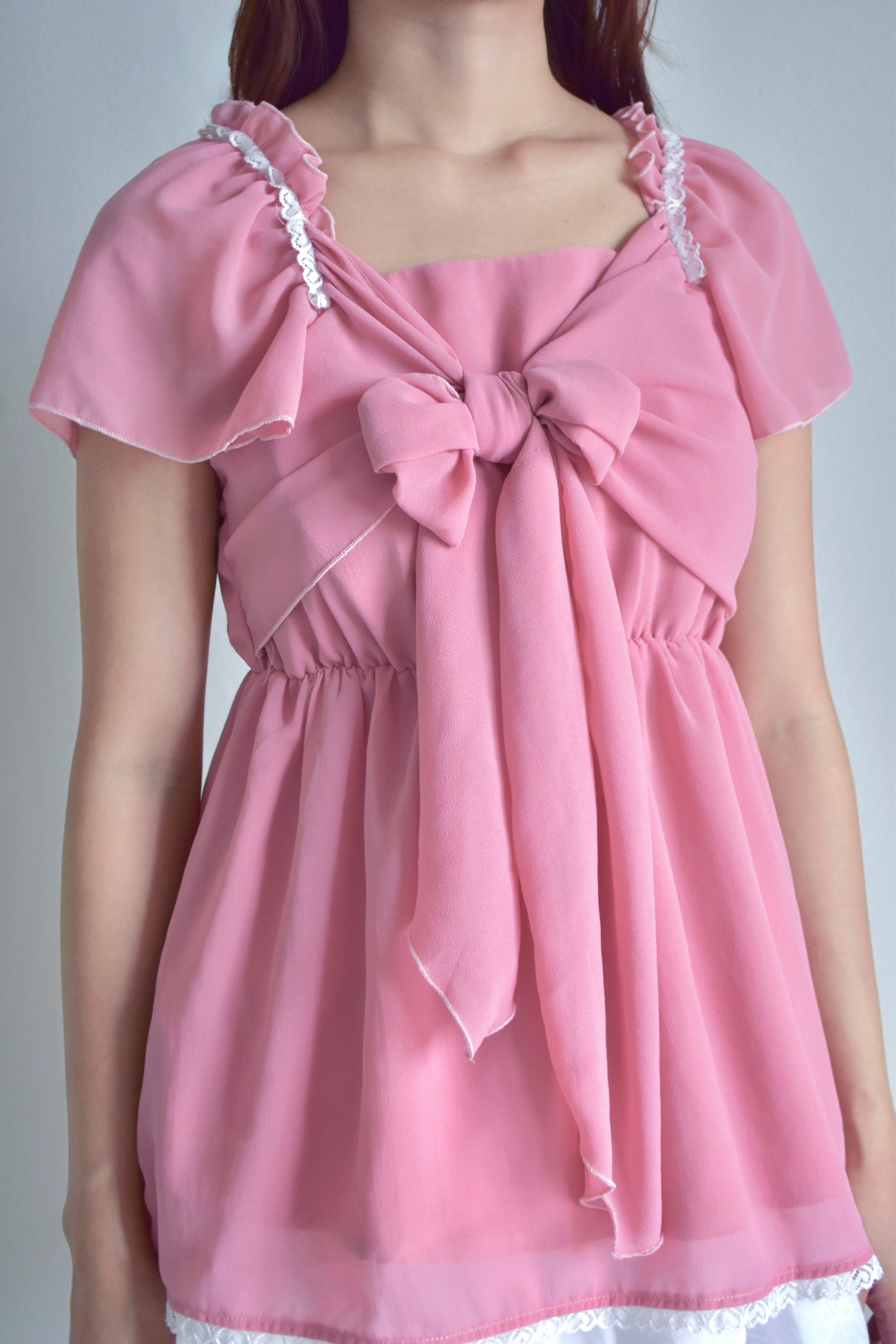 Ribbon Top Rose Pink