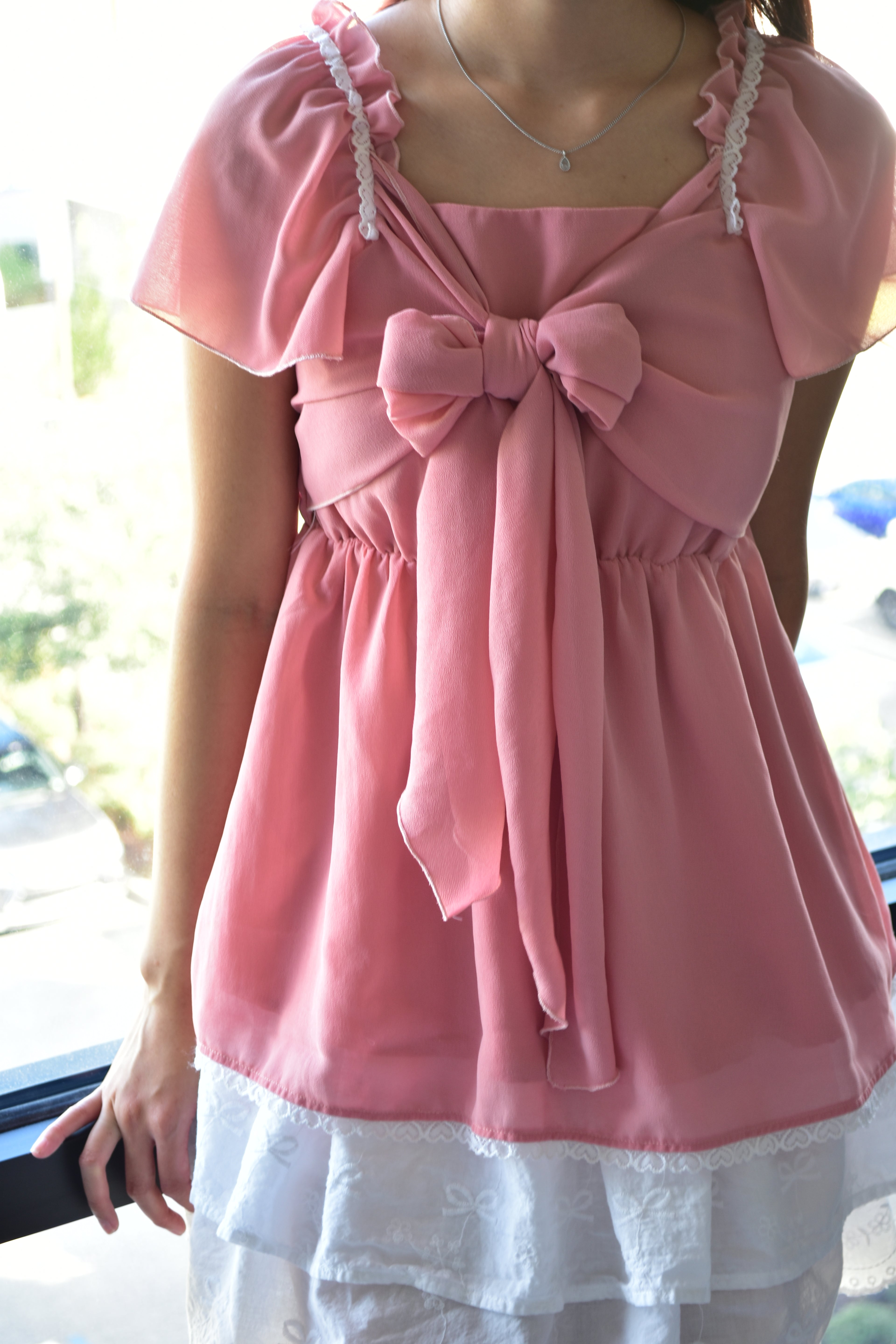 Ribbon Top Rose Pink